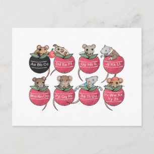 Pocket Mäuse - Zurück zur Schulpostkarte Postkarte