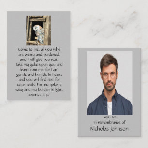 Pocket Memorial Foto Gebet Barn Owl Visitenkarte