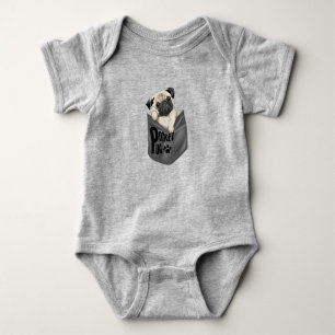 Pocket Mops Grau Baby Bodysuit Strampler