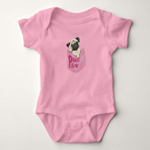 Pocket Mops Pink Baby Strampler