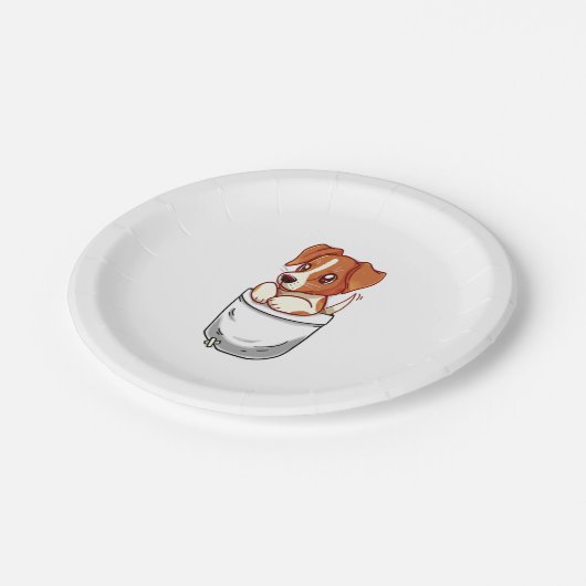 Pocket Niedlich Jack Russell Terrier Pappteller (Schrägansicht)