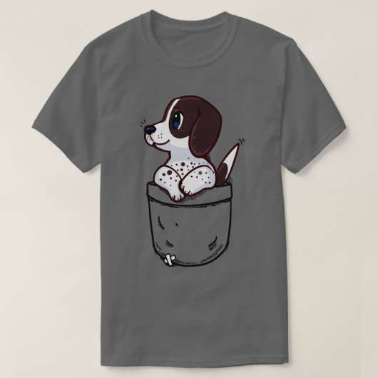 Pocket Niedlich Pointer Welpenhund T-Shirt (Design vorne)