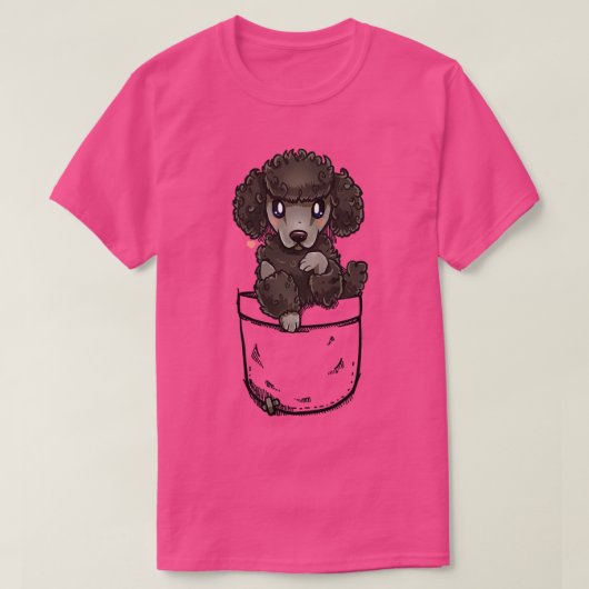 Pocket Niedlich Poodle Welpenhund T-Shirt (Design vorne)