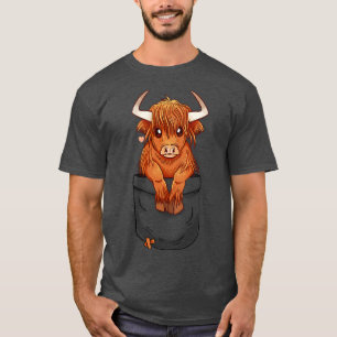 Pocket Niedlich Scottish Highland Cow T-Shirt