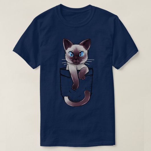 Pocket Niedlich Siamese Katze Kitten T-Shirt (Design vorne)