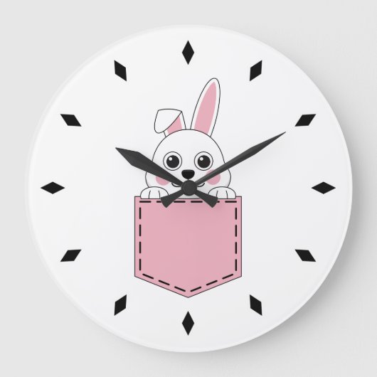 Pocket Pet Bunny Große Wanduhr (Vorderseite)