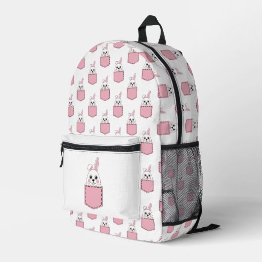 Pocket Pet Bunny Pattern Bedruckter Rucksack (Rückseitige Ecke Rechts)