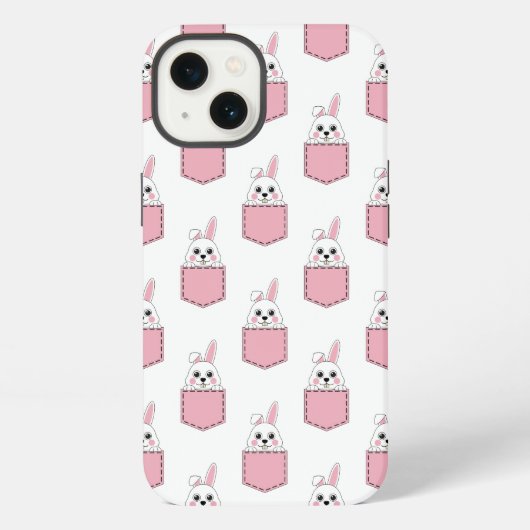 Pocket Pet Bunny Pattern iPhone Hülle (Rückseite)