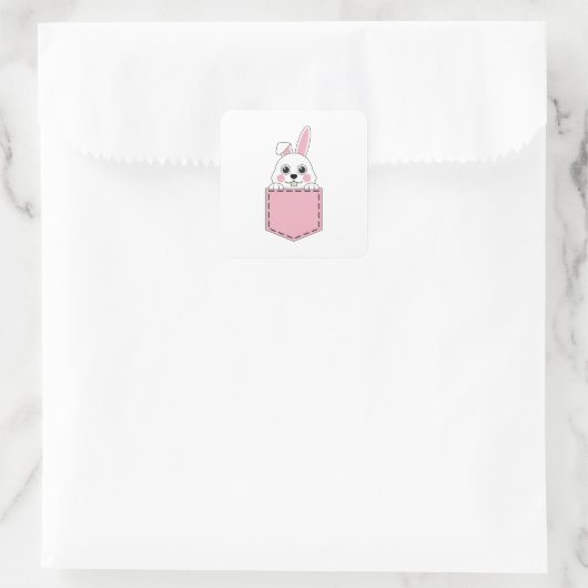 Pocket Pet Bunny Quadratischer Aufkleber (Tasche)