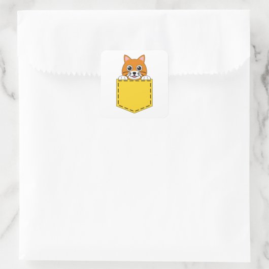 Pocket Pet Cat Quadratischer Aufkleber (Tasche)