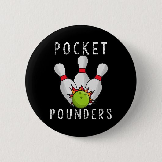 Pocket Pounders Bowling Team League Lässig Cotton Button (Vorderseite)