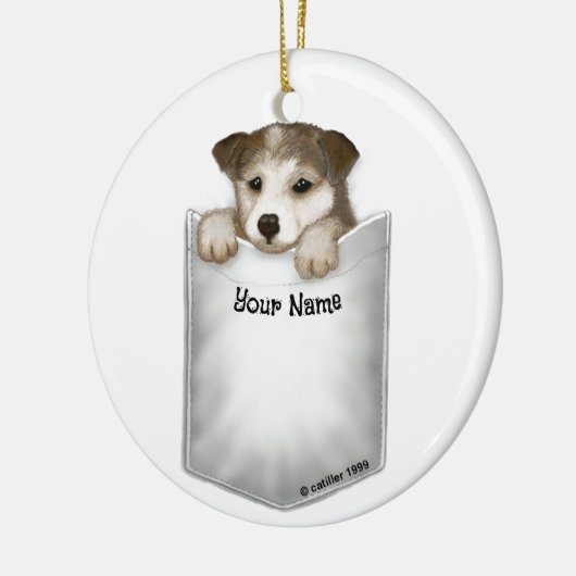 Pocket Puppy Dog Keramik Ornament (Links)