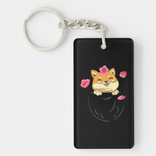 Pocket Shiba Inu Dog   Cherry Blossom Blume Schlüsselanhänger