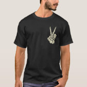 Pocket Skeleton Hand Friedenszeichen Cooles Hallow T-Shirt (Vorderseite)