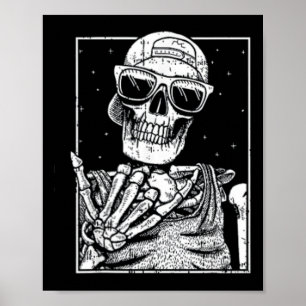 Pocket Skeleton Rockhand Halloween Cool Music Rock Poster