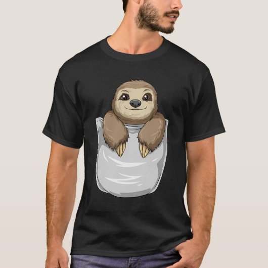 Pocket Sloth Peking Out Funny Sloth T-Shirt (Vorderseite)