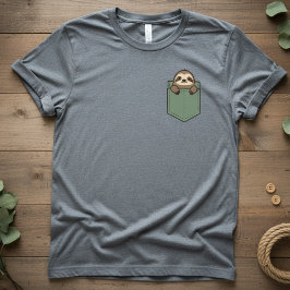 Pocket Sloth — Süßes Pocket-T-Design, minimaler Fa T-Shirt