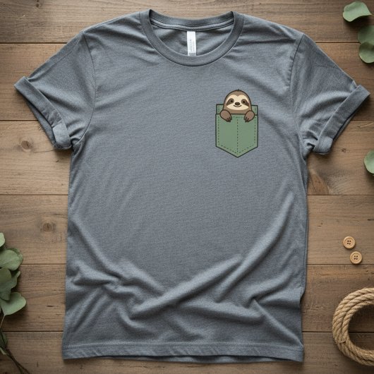 Pocket Sloth — Süßes Pocket-T-Design, minimaler Fa T-Shirt