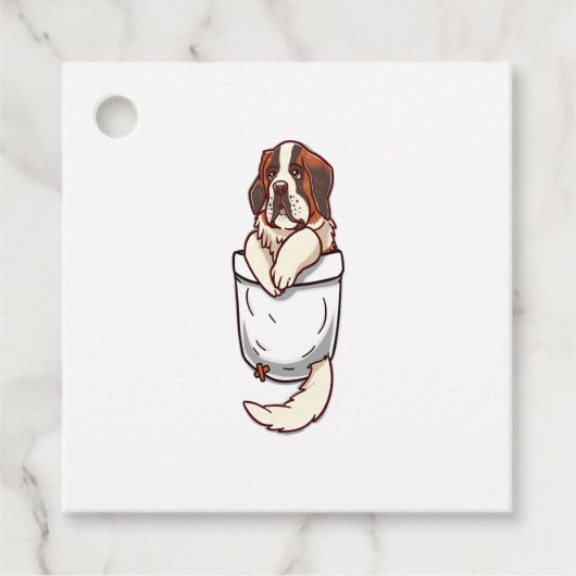 Pocket St Bernard Puppy Geschenkanhänger (Vorderseite)