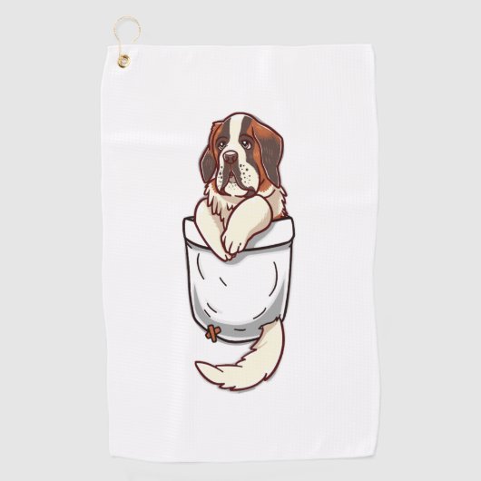 Pocket St Bernard Puppy Golfhandtuch (Vorderseite)