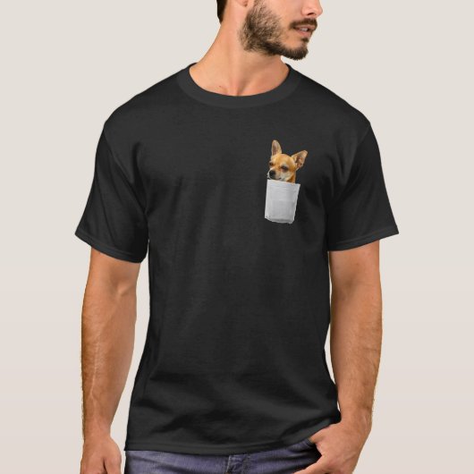 Pocket T-Shirt Chihuahua Niedlich Hund Funny Optic (Vorderseite)