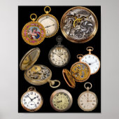 Pocket Watches Zeitstempel-Objekte-Collage Poster (Vorne)