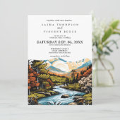 Pocono Berge Hochzeit Einladung Retro (Stehend Vorderseite)