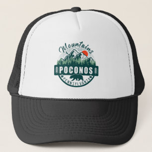 Pocono Berge PA Retro Sunset Souvenirs Geschenk Truckerkappe