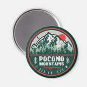 Pocono Berge PA Retro Sunset Souvenirs Magnet (Vorderseite/Rückseite)