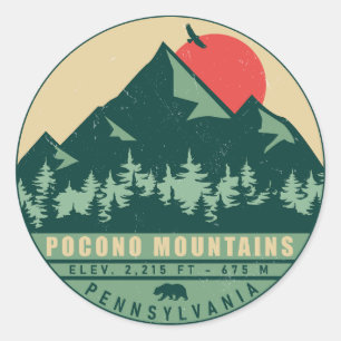 Pocono Berge PA Vintag Souvenir Geschenk Runder Aufkleber