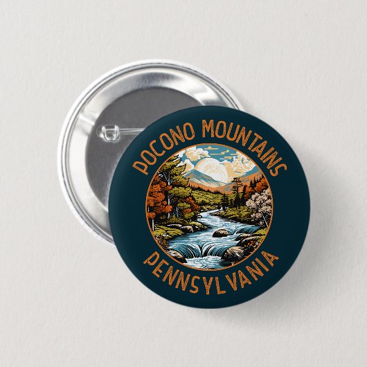 Pocono Berge Pennsylvania Sunset Retro Kunst, Dich Button (Vorne & Hinten)