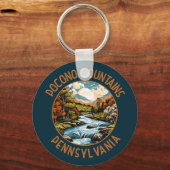 Pocono Berge Pennsylvania Sunset Retro Kunst, Dich Schlüsselanhänger (Rückseite)