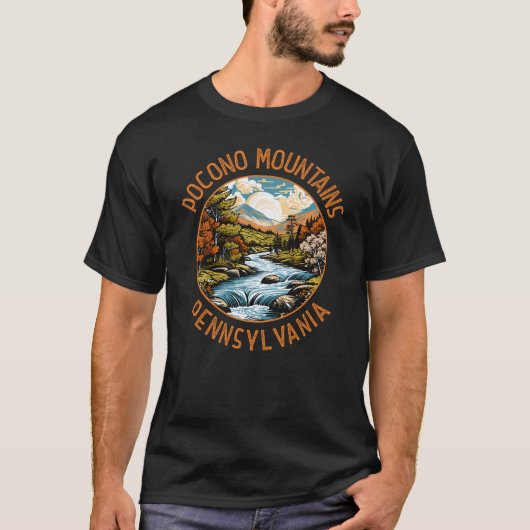 Pocono Berge Pennsylvania Sunset Retro Kunst, Dich T-Shirt (Vorderseite)