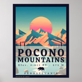 Pocono Berge Pennsylvania Vintag Souvenirs Poster