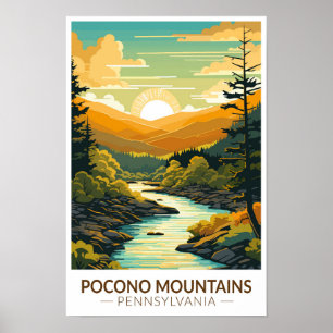 Pocono Mountains Pennsylvania Reise Kunst Vintage Poster