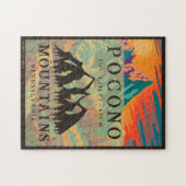 Pocono Mountains Pennsylvania - Retro Souvenirs Puzzle (Horizontal)