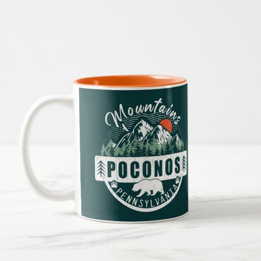 Pocono Mountains Pennsylvania - Retro Souvenirs Zweifarbige Tasse (Links)