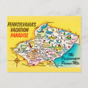 Pocono Mtns Vintage-Karte Postkarte