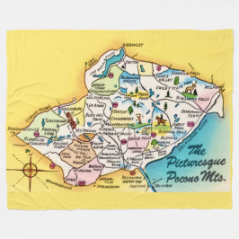  Pocono Mtns Vintage Map  Fleecedecke