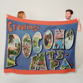 Pocono Mtns Vintage Postkarten-Flanelldecke Fleecedecke