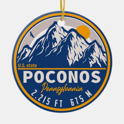 Poconos Berge Pennsylvania Bär Wandern Sonnenunter Keramik Ornament (Vorne)