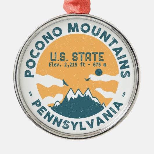 Poconos Berge Pennsylvania Bär Wandern Sonnenunter Ornament Aus Metall (Vorne)