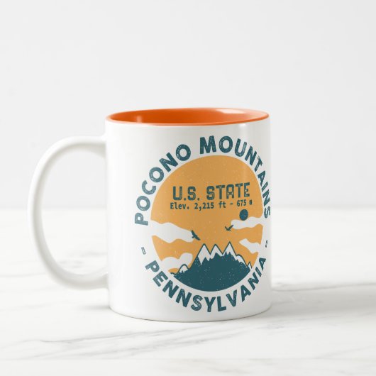Poconos Berge Pennsylvania Wandern Sonnenuntergang Zweifarbige Tasse (Links)