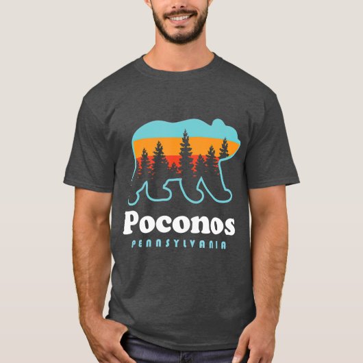 Poconos Pennsylvania Bear Sunset T-Shirt (Vorderseite)