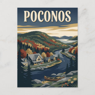 Poconos Pennsylvania Herbst Vintage Reiseplakat Postkarte