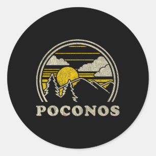 Poconos Pennsylvania Pa T-Shirt Vintage Wandern Mo Runder Aufkleber