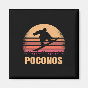 Poconos Pennsylvania Snowboarden Außenbereich Vint Magnet