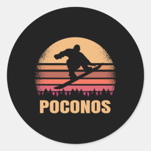Poconos Pennsylvania Snowboarden Außenbereich Vint Runder Aufkleber