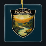 Poconos Pennsylvania Travel Art Vintag Keramikornament<br><div class="desc">Pocono Berge in einem Vektor Art Stil. Die Pocono-Berge,  oder Poconos,  umfassen bewaldete Gipfel,  Seen und Täler in Pennsylvania.</div>