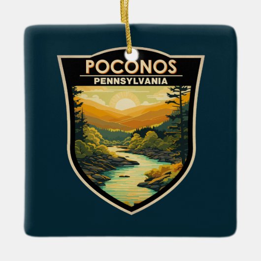 Poconos Pennsylvania Travel Art Vintag Keramikornament (Vorderseite)
